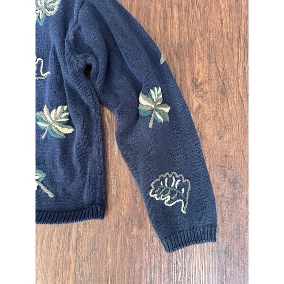 Dressbarn Vintage Zip Up Collared Fall Theme Knitted Jacket - Picture 3 of 6